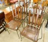 4 Heavy Oak and Metal Arm Chairs - Each 37