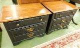 Pair of Thomasville Nightstands - Black with Natural Top - Each 25