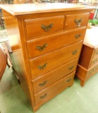 Maple 5 Drawer Highboy Tall Dresser - 47
