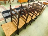 5 Ladder Back Chairs with Rush Seats - Each 42