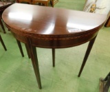 Demi Lune Inlaid Banded Game Table - 31
