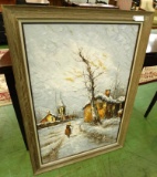Framed Oil on Canvas - Signed Dorfman - Winter Farm Scene - 41