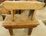 2 Shabby Stool - Cream and Brown - 8