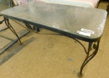 Wrought Iron Patio Glass Top Side Table - 18