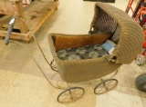 Vintage Wicker Baby Carriage - 33