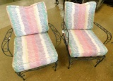 Pair of Wrought Iron Outdoor Arm Chairs with Cushions - Each 30