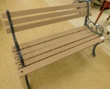 Modern Garden Bench - Cast Iron Ends - Wood Slat Seat and Backs - 27.5