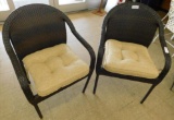 Pair of Modern Woven PVC Outdoor Arm Chairs - Cushions - 35