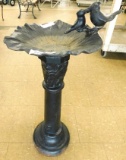 Cast Iron Base Birdbath with Cast Metal Bath and Birds - 27