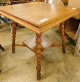 Vintage Square Oak Occasional Table with Turned Legs - 30