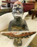 Vintage Concrete Black Americana Young Boy eating Watermelon - Has Weather Wear