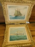 Pair of Framed Oil on Board - Signed J. Arnold - Sailing Ships - Each 13
