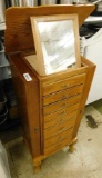 Jewelry Cabinet Armoire - Lift Up Top Swing Out Sides - 40.5