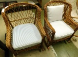 Pair of Matching Vintage Wicker Rockers - Different Cushions - Each 30
