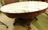 Vintage Marble Top Mahogany Coffee Table - 18