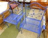 Pair of Modern Folding Metal Chairs - Blue - Each 37.5