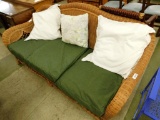 Vintage Wicker Coach with Cushions and Pillows - 35