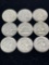 Lot of nine Franklin half dollars 90% silver
