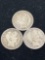 three Barber half dollars, 1903-O, 1911-Sand 1913-D 90% silver