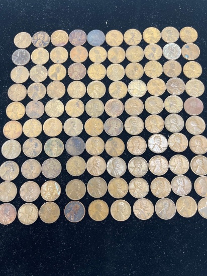 lot of 100 wheat cents