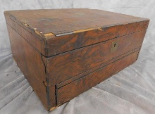 Vintage Wood Travel / Writing Desk - Veneer Issues - 7" x 15.25" x 11.25" Closed