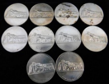 Auction photo of Sterling Silver - 10 Robert E. Lee Memorial Rounds - LE 10000 - 398 Grams