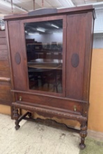 Vintage Jacobean Revival walnut china cabinet