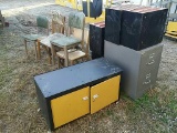 Misc metal boxes and chairs