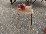 Metal Work Table With Mounted Vice