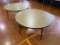 (2) Round Wooden Table With Metal Frame