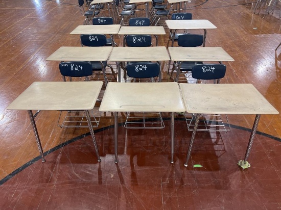 (9) Metal Frame School Desk