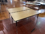 (2) Wooden Table With Metal Frame