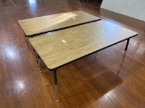 (2) Wooden Table With Metal Frame