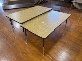 (2) Wooden Table With Metal Frame