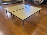 (2) Wooden Table With Metal Frame