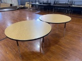 (2) Round Wooden Table With Metal Frame