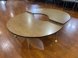 (2) Half Circle Wooden Table With Metal Frame