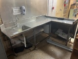 L-Shaped Stainless Steel Table With Sink