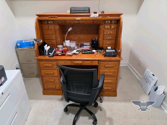 Office Desk & Chair W/ Office Supplies