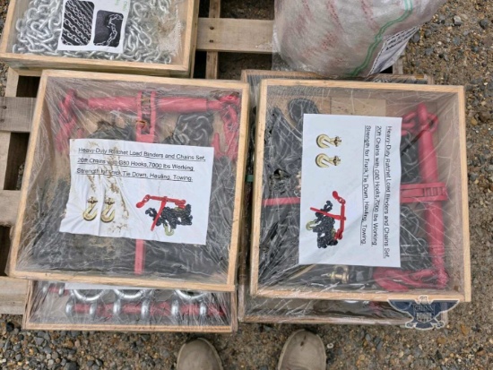 New Heavy-Duty Ratchet Load Binder and Chains Set