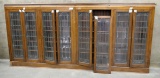 LOT 7: 2-Unit Antique Oak & Pine Bookcase w/ Leaded Glass Doors