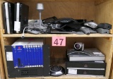 Conferencing Equipment: Polycom & Others, Items on 2 Shelves