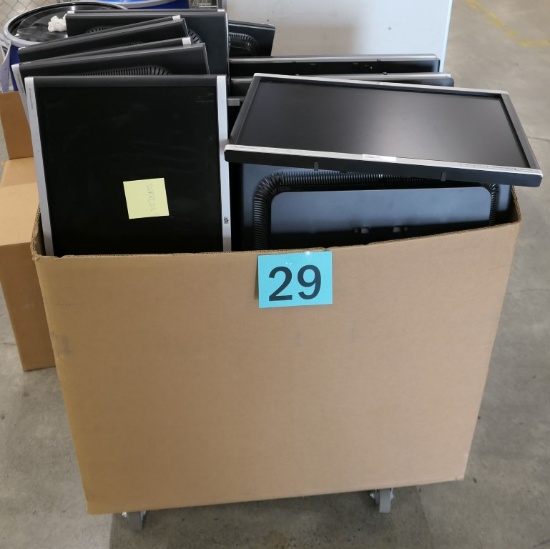 Flat Panel Monitors: HP, 36 Items in Box on Dolly