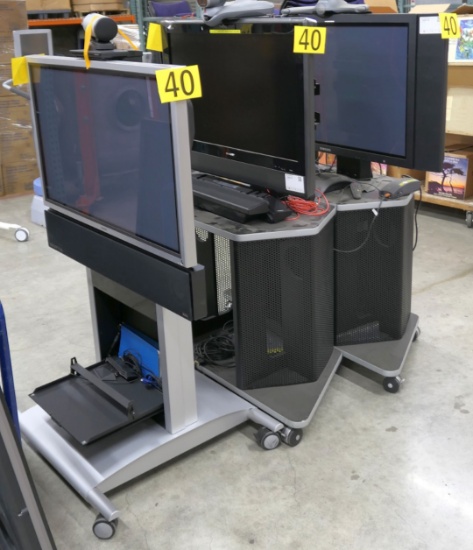 Video Conferencing Equipment: Tandberg, Sharp, Samsung, Polycom, and Others. 3 Items with Carts.