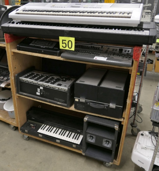 Misc. A/V Equipment Group C, 8 Items on Cart