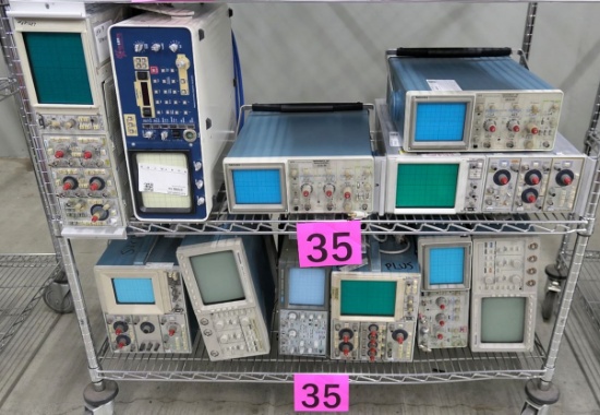 Oscilloscopes & Power Supplies: Tektronix, & Others, Items on 2 Shelves