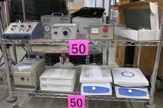Misc. Lab Equipment: VWR Stirrers, & Others, Items on 2 Shelves