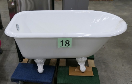 Cast Iron Tub: Recor, Roll Top, White Enameled with Imperial Feet, 1 Item on 2 Dollies