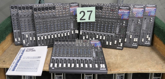 Audio Mixing Boards: Mackie 1402-VLZ Pro, 7 Items on 1 Shelf