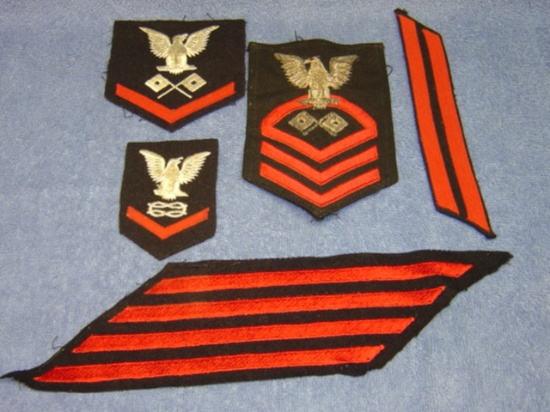 SELECTION WWII US NAVY INSIGNIA PATCHES 1943/44 BULLION STRIPES ORIGINAL